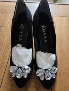 DIANA パンプス ビジュー付き ブラック 23cm