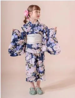 CC送料込みワンピースになる２WAY浴衣[NVY]S120cm【M4071】