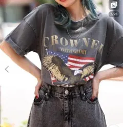 WEGO イーグルプリント クロップドTシャツ