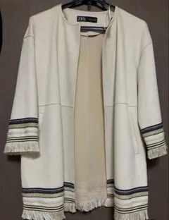 zara フェイクスエード　刺繍　カーディガン　美品