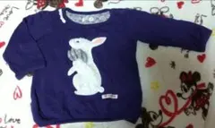 80cmキムラタンYoupi!裏起毛うさぎトレーナー花柄リボン