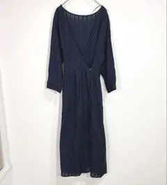 ジーユー【M】カシュクールガウン ワンピース ロング 7分袖 薄手 コットン