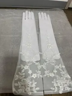 【はる様専用】ウェディンググローブ レース　刺繍入り ホワイト