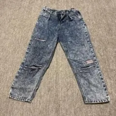 ダメージ加工ライトブルーデニムパンツ M