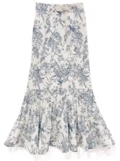 花柄プリーツ切替マーメイドスカート[al111]