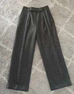 Kemit ダークグレー タック入りパンツ M wool100% 裏地付き
