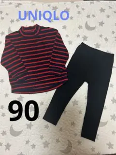 90cm UNIQLO 長袖セット　パンツ　フリース