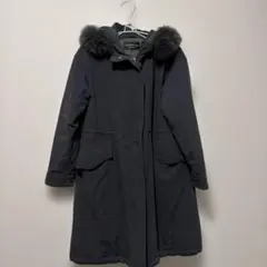 STRAWBERRY-FIELDSダークグレー ロングコート　フォックスファー