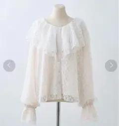 NICE CLAUP ケープ襟レースブラウス