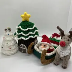 トイプードル編みぐるみ クリスマス飾りセット トイプードル編みぐるみ クリスマス飾りセット
