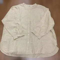 ユニクロ　ストライプ　スタンドカラーシャツ