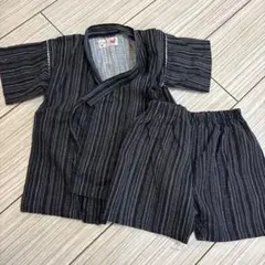 黒と白のストライプ 甚平 セット 95cm以下