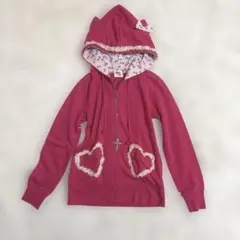 00s Y2K 猫耳　レース　ハート　ジップアップパーカー　フェアリーコア　姫系のサムネイル