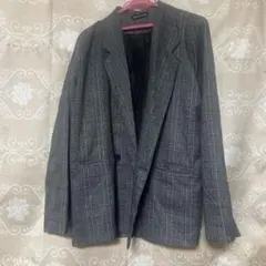 テーラードジャケット　チェック　グレー　アッシュ　レディース　長袖