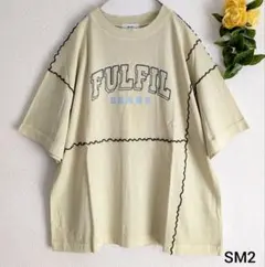 新品　ピグメント加工メロー切替ロゴプリントTシャツ　イエロー　サマンサモスモスのサムネイル
