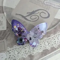 663 アプリコット✴ちょうちょ✴レジンヘアゴムキーホルダーブローチ