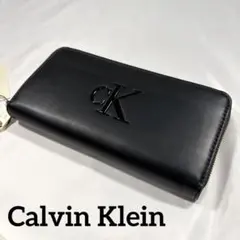 Calvin Klein 長財布 ブラック ラウンドファスナー　レザーウォレットのサムネイル