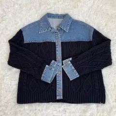 Diagram ケーブルニット切替 デニムジャケット ネイビー 36 ドッキング