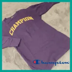 CHAMPION パープル ロゴ入りスウェットチュニック 130