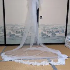 ロングウェディングベール 刺繍 スパンコール装飾のサムネイル