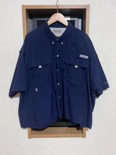 Columbia ネイビー 半袖 ワークシャツ