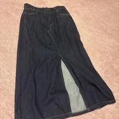 gu デニムスカート　スリット　ロング　XL ネイビー　紺色