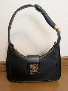 【美品】【180℃美人見え】ハンドルリボンワンショルダーバッグ　ブラック