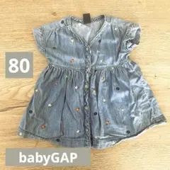 【良品✨】GAP デニム花柄ワンピース 6-12ヶ月