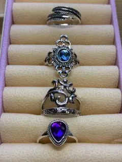 【激安】１６号　ボヘミアン色々指輪　 4個