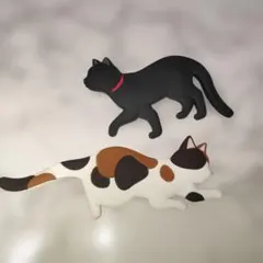 【未使用品】猫型フック　シリコンシール貼付け型　黒猫　三毛猫