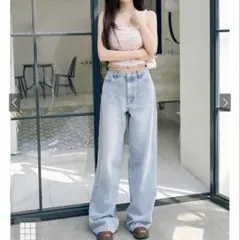 タグ付新品GRL グレイル フリージアルーズワイドデニムパンツ qu133 M
