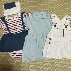 ベビー服　80㎝　ロンパース、ワンピース、ジャンバースカート3点セット