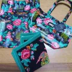 FEILER トートバッグ 小さめ　　　タオル大判　ボタニカル　3点セット　美品