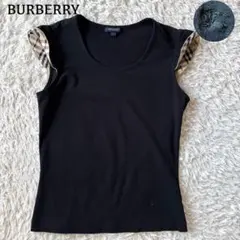 極美品　バーバリー　ロンドン　フリル　フレンチスリーブ　カットソー　ノバチェック