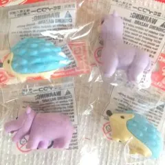 動物消しゴム 4個 ハリネズミ アルパカ カバ iwako おもしろ消しゴム新品
