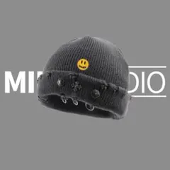 Pierced Grunge Knit Beanie Y2K