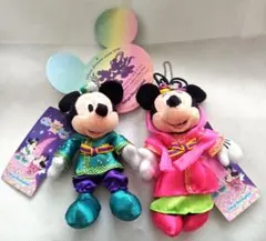 東京ディズニーランド七夕2007年 ミッキーミニー ぬいぐるみバッジタグ付未使用