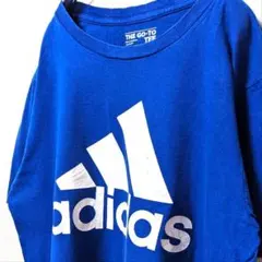 アディダス adidas ロゴ Tシャツ ブルー 青 古着