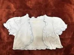 kiss Dropデニム風　フリルカーディガン　ボレロ　リボン 80