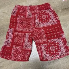 バンダナ柄 レッド ハーフパンツ 120