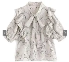 GRL 花柄ボウタイフリルブラウス[pp105] スナ系