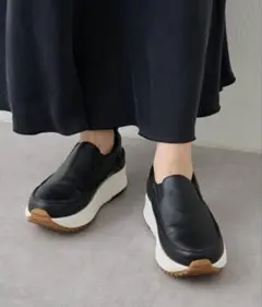 新品　ビアズリー 　レザースリッポン　ブラック　24cm
