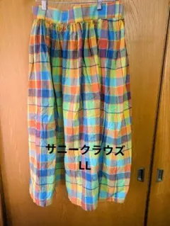 サニークラウズ 虹色のチェックスカート（美品）LLのサムネイル
