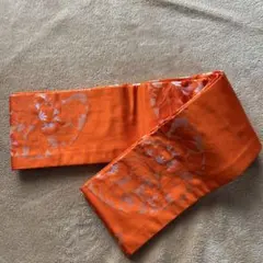 抹*茶様 オレンジ 花柄 半幅帯No.2