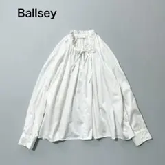 Ballsey ボールジィ　ハイカウント サテン ネックフリルブラウス