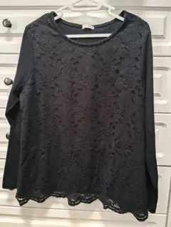 シネマクラブ　ハニーズ　ブラック　レース　トップス　カットソー　長袖Tシャツ