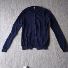 UNIQLO クルーネックカーディガン 長袖 ネイビー Mのサムネイル