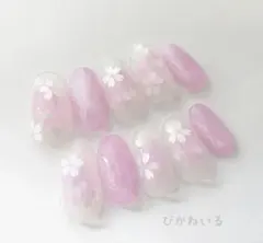 さくら　ちゅるん大人ピンク　マグネット　春ネイルチップ