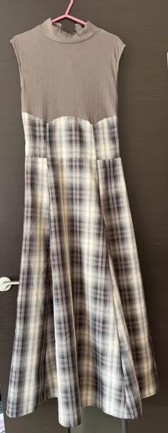dazzlin ダズリンチェックノースリーブコルセットワンピース