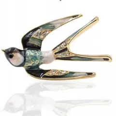 幸福のシンボル☆ つばめのマーブルエナメルブローチ